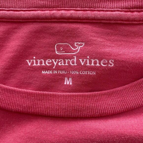 Vineyard Vines Pink Long Sleeve Whale Pocket T-Shirt | 100% Cotton Size M - Picture 3 of 5